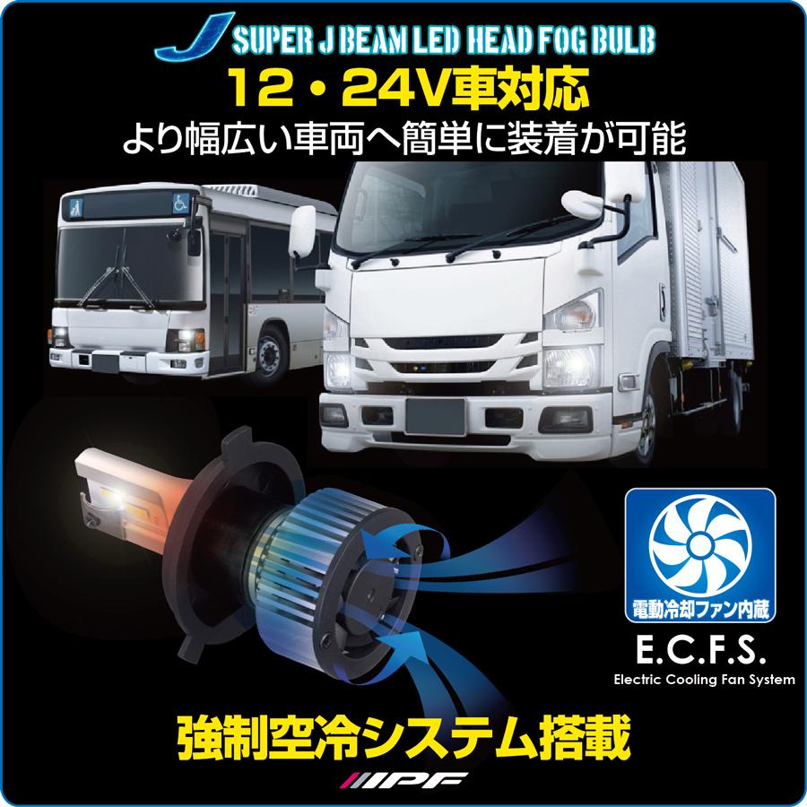 IPF スーパー J ビーム LED ヘッド＆フォグ バルブ 6200K シリーズ H4