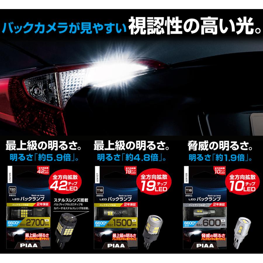 PIAA ピア T16 超高輝度バックランプLEDバルブ 6600K 600lm 1個入