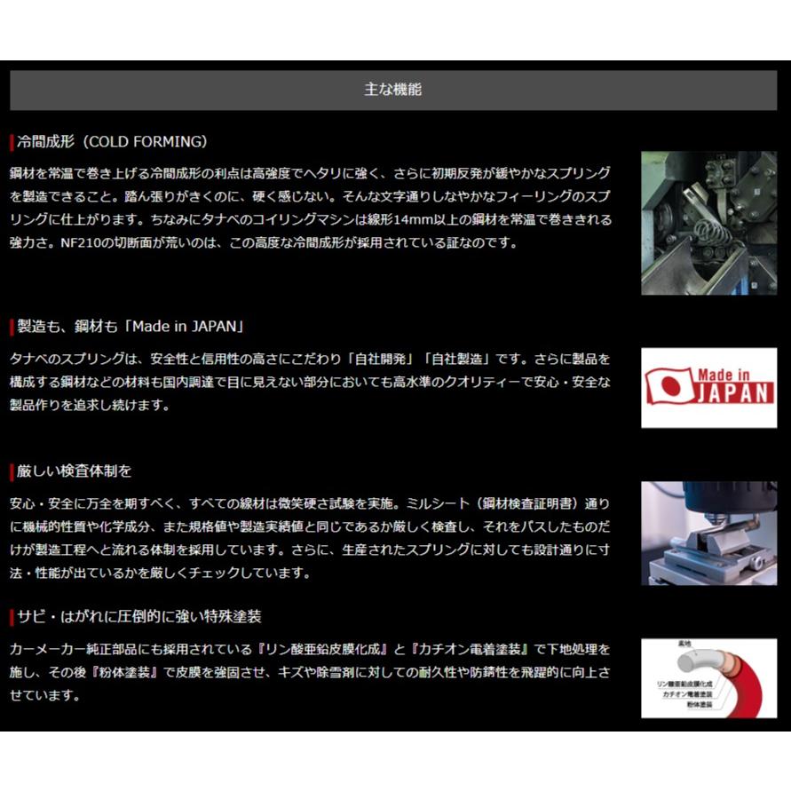 TANABE タナベ ローダウンスプリング SUSTEC NF210 1台分 ヴェル TANABE タナベ ローダウンスプリング SUSTEC NF210 1台分 ヴェル