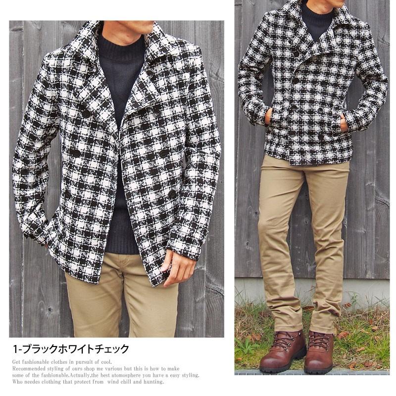 ピーコート メンズ Pコート タータンチェック 千鳥格子 チドリ柄 ショート丈 Jkt 101 Most 人気メンズ服通販のmostshop 通販 Yahoo ショッピング