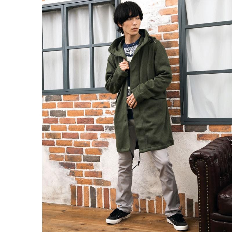 ロングコート メンズ モッズコート カルゼ織り チェスターコート
