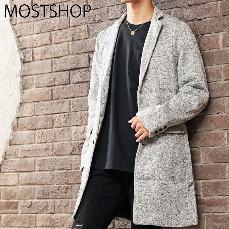 メンズチェスターコート 杢調無地 ニットフリース ロングコート 軽量 Jkt 153 Most 人気メンズ服通販のmostshop 通販 Yahoo ショッピング