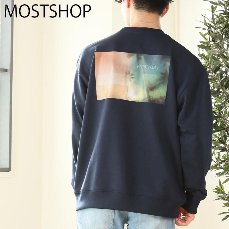 メンズスウェット メンズトレーナー ワイドシルエット ドロップショルダー バックプリント 転写プリント フォトプリント 裏毛素材 男女兼用 カットソー N Tops 146 Most 人気メンズ服通販のmostshop 通販 Yahoo ショッピング