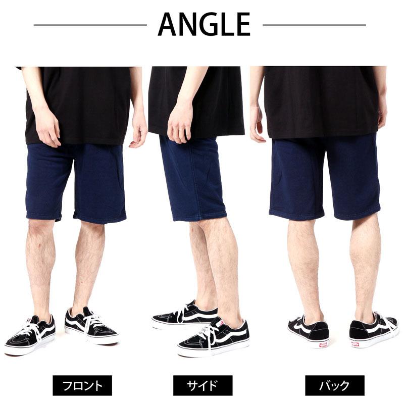 ショートパンツ メンズ ハーフパンツ インディゴ染め 裏毛素材