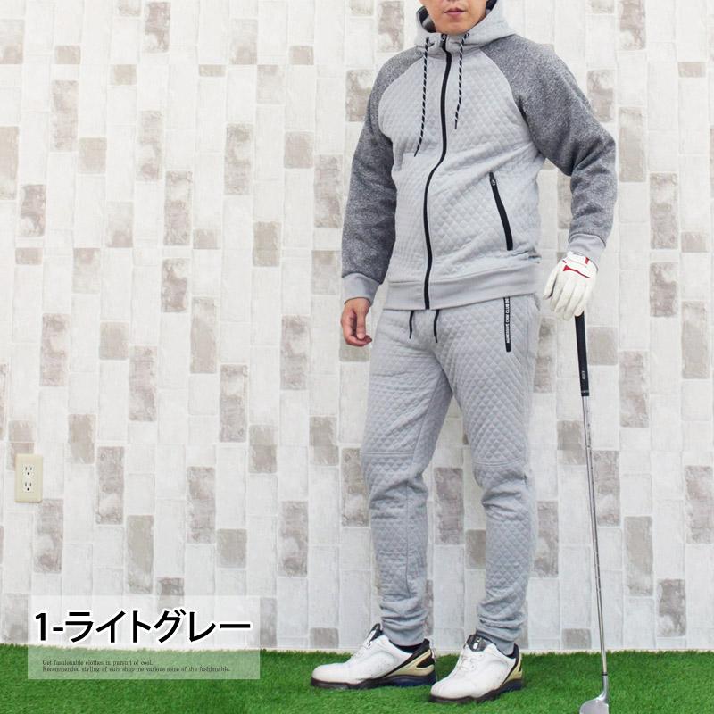 ゴルフウェア セットアップ メンズ 上下セット 暖かキルティング