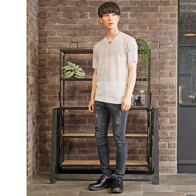 サマーニット メンズ ニット 半袖 セーター カットソー Tシャツ サマーセーター グラデーション ボーダー 麻 リネン 春夏 トップス メンズファッション Zc S Tops 60 Most 人気メンズ服通販のmostshop 通販 Yahoo ショッピング