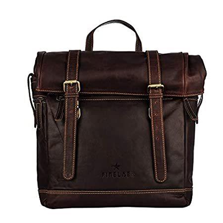 Finelaer Leather Hiking Backpack Rolltop