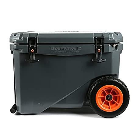 Ozark Trail 高耐久 45クオート クーラー 車輪付き ハイパフォーマンス 牽引可能 ベアプルーフ 氷を6.5日保存 グレーストーン