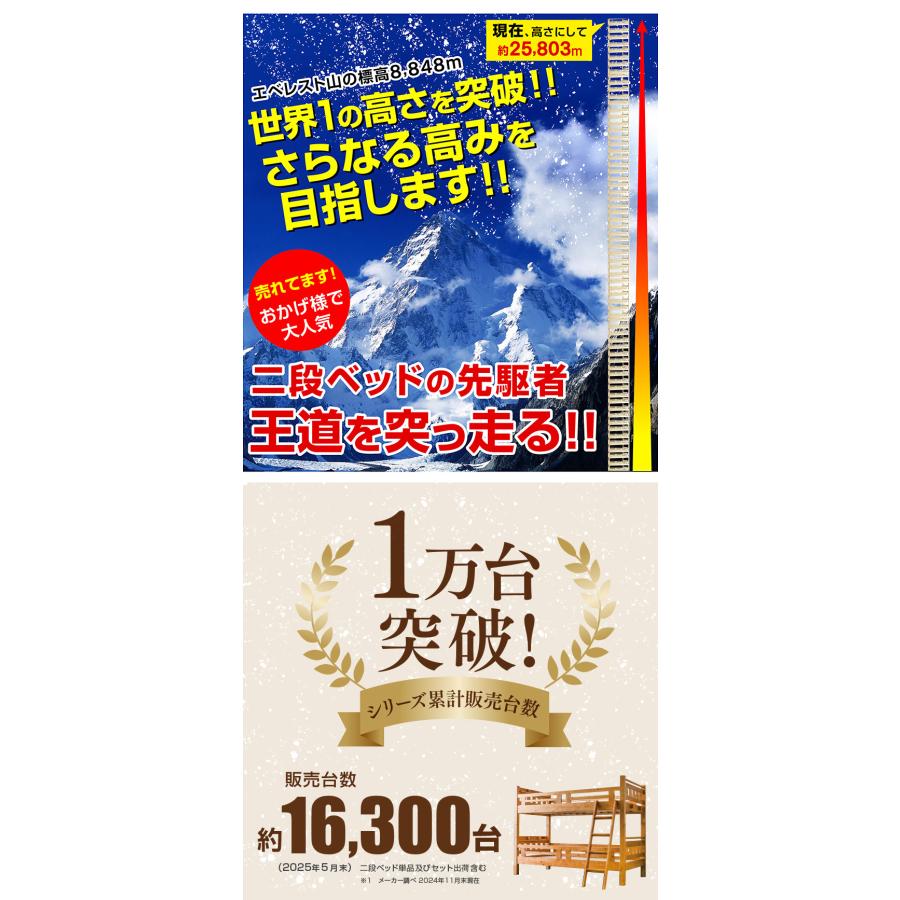 エアーアート 三つ折りマットレス2枚付 耐荷重500kg 天然木 二段ベッド 2段ベッド 宮付き 大臣3 コンセント付 耐震｜おしゃれ_4