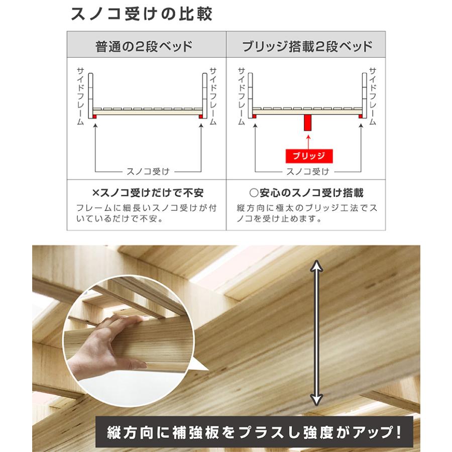 (特殊 高反発マットレス付) 天然木 竹製 二段ベッド 耐荷重500kg 2段階 高さ調節 頑丈 SDGs 持続可能 カーボンニュートラル 2段ベッド おしゃれ モデル3｜mote-kagu｜14