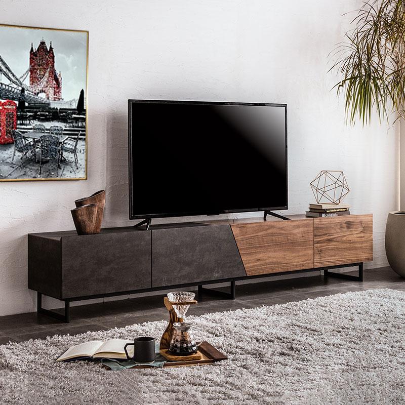 テレビ台 テレビボード ローボード 幅180cm ツートン セラミック 木目