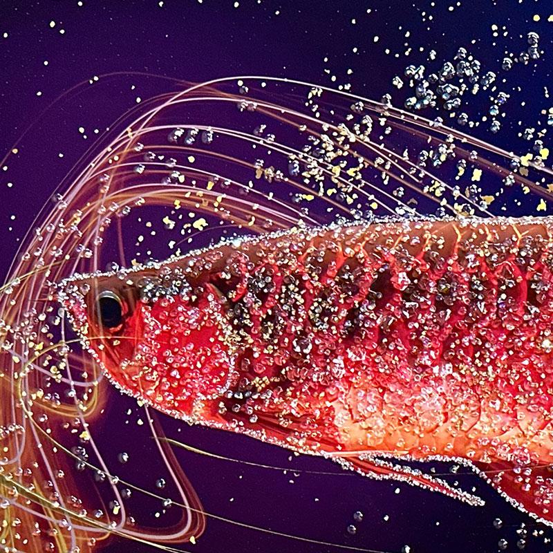 水晶パネル アートパネル 60×80cm アロワナ 金フレーム付き クリスタル 