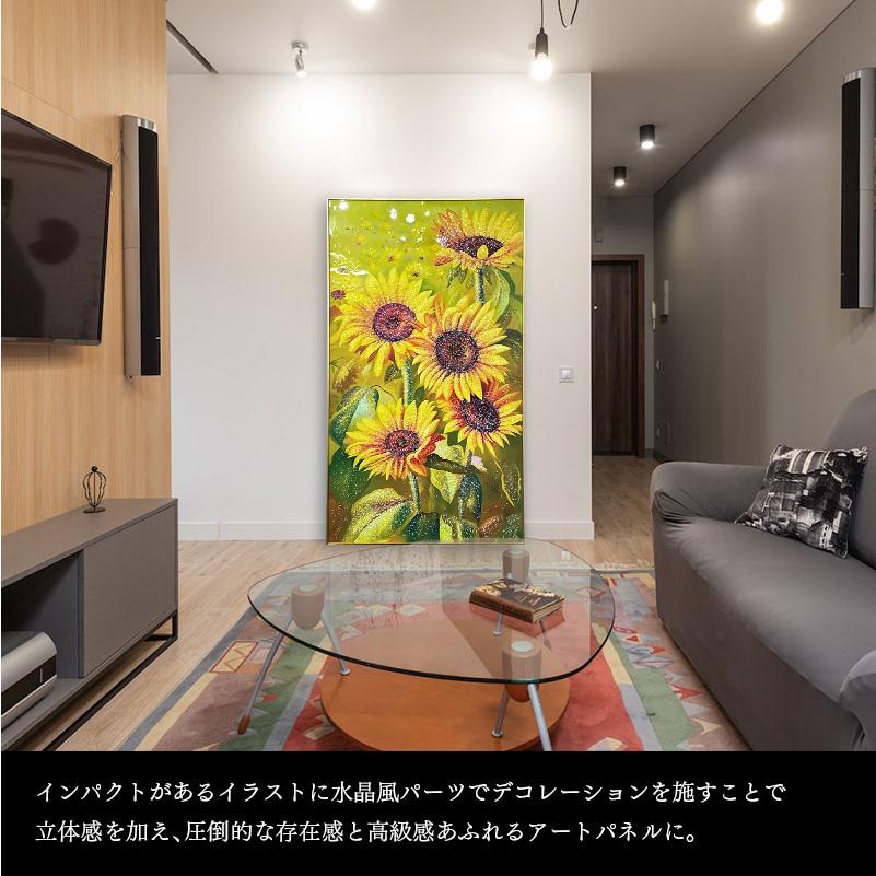 水晶パネル アートパネル 90×160cm 開運画 金フレーム付き クリスタル シルバー 絵 イラスト おしゃれ 高級感 KH2757｜mote-kagu｜02