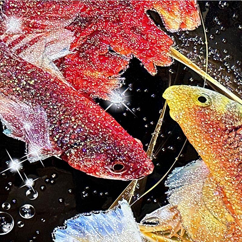 水晶パネル アートパネル 90×160cm 開運画 金フレーム付き クリスタル 