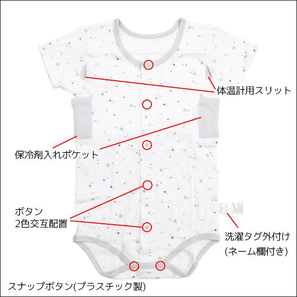 Garau（ガロー） 同柄3枚セット 男女兼用 前開き 半袖 ロンパース 厚地