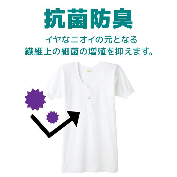 快適工房 半袖釦付シャツ 日本製 男性 肌着 グンゼ GUNZE【1枚まで