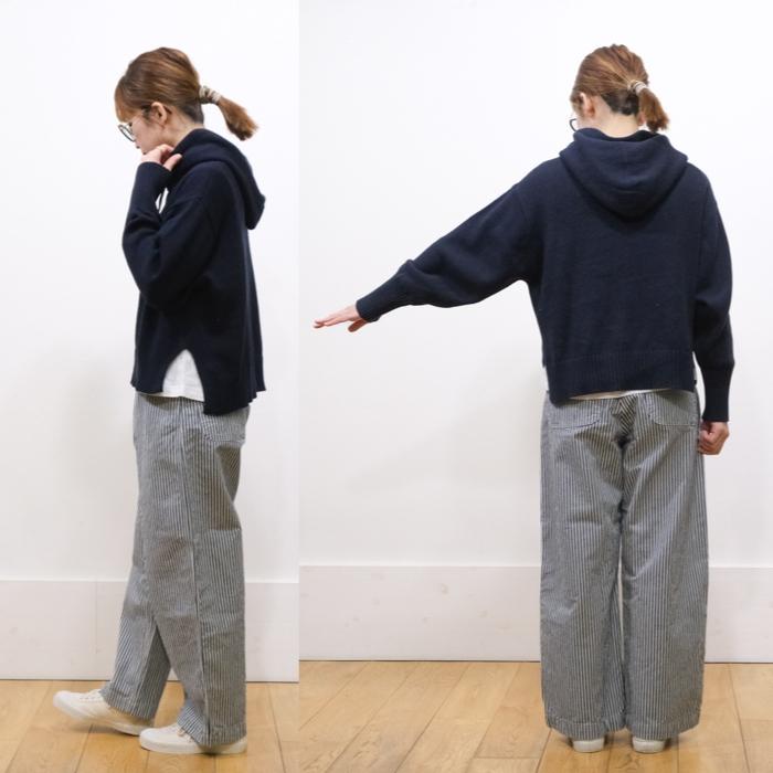 マオメイド mao made ざっくりアサーメン 綿麻 フード付きプルオーバー