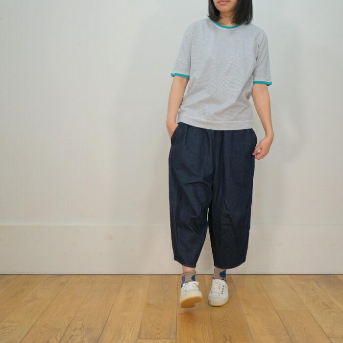 NATURAL LAUNDRY ナチュラルランドリー 40/2 ボーダー トリムT Tシャツ 半袖 5分袖 7233C-005 日本製【H】｜mother-shop2｜02