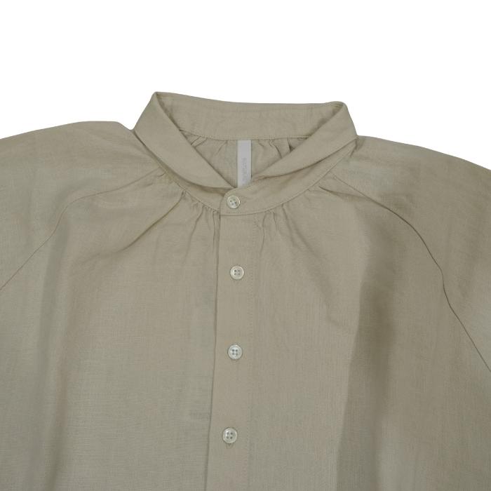 ナチュラルランドリー NATURAL LAUNDRY 40リネン 丸衿ギャザーシャツ