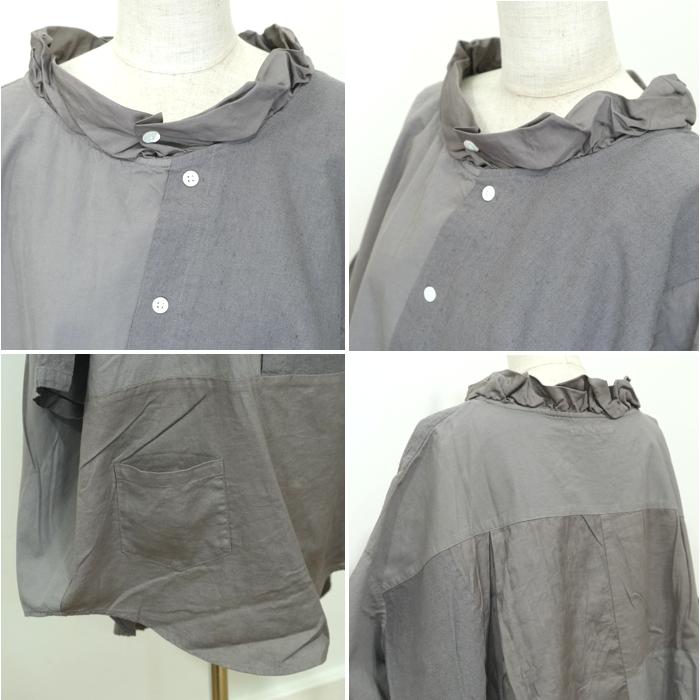 TIGRE BROCANTE ティグルブロカンテ ミックスソリッド シャツ OP TIGRE BROCANTE ティグルブロカンテ ミックスソリッド シャツ OP