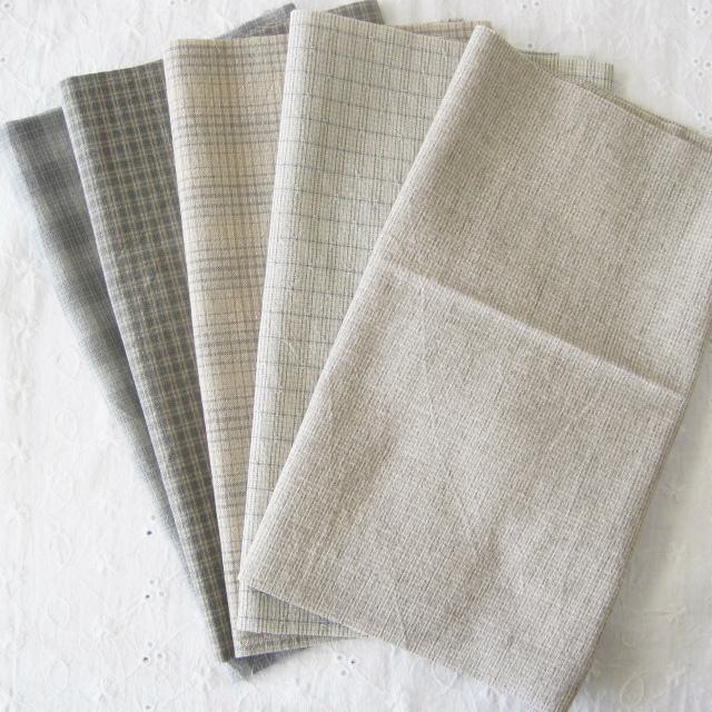 パッチワーク用生地 カットクロス 国産先染めチェック同系色5枚セット