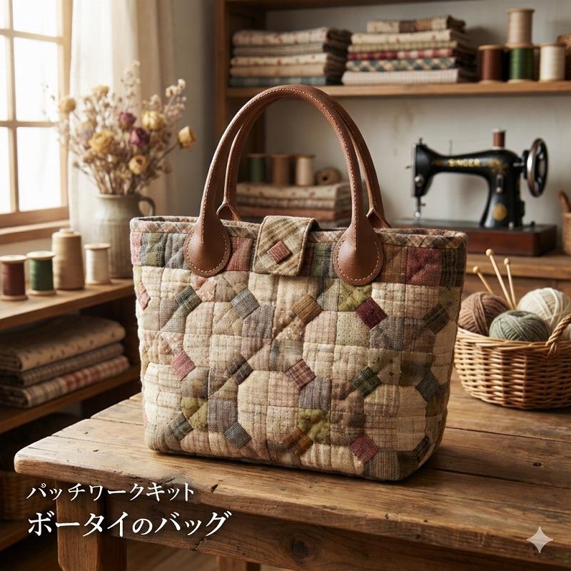 パッチワークキット ボータイのバッグ はぎれで作るキルトバッグ