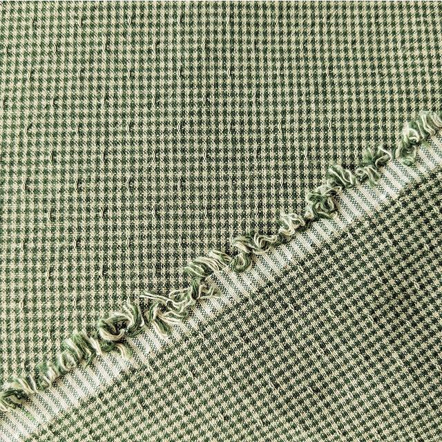 パッチワーク用生地 国産先染めチェック グリーン系 sakizome 249