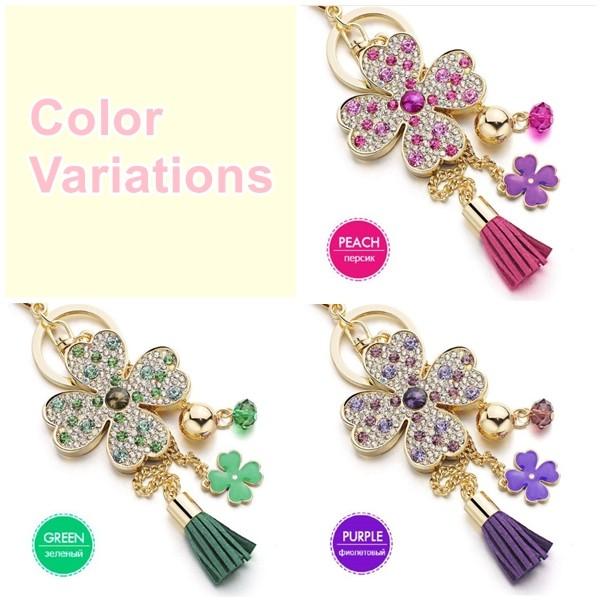 バッグチャーム クローバー 幸運の四つ葉 タッセル キーホルダー