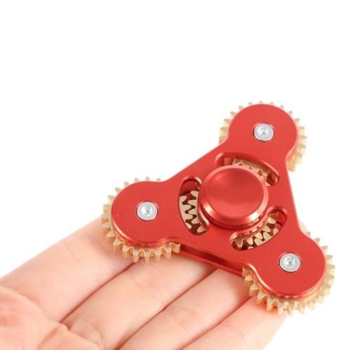 ハンドスピナー ギア 歯車 4ギア レッド 赤 ゴールドパーツ 高品質