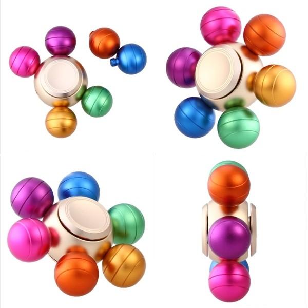 ハンドスピナー カラフル ボール レインボー 虹色玉 ゴールドパーツ