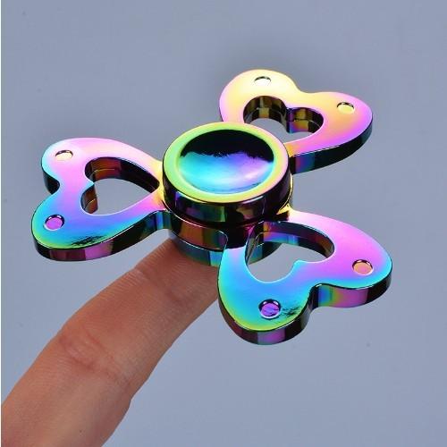 ハンドスピナー レインボー ハート 三つ葉クローバー 虹色 メタル 合金
