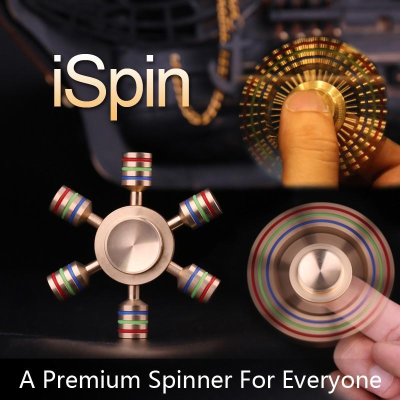 ハンドスピナー iSpin S1 民族 アイスピン 正規品 メーカー直輸入 高品質ベアリング ゴールド ヒカキン セイキン 真鍮 6枚羽 高速回転 シルバーケース付き｜mothi-mothi-hompo