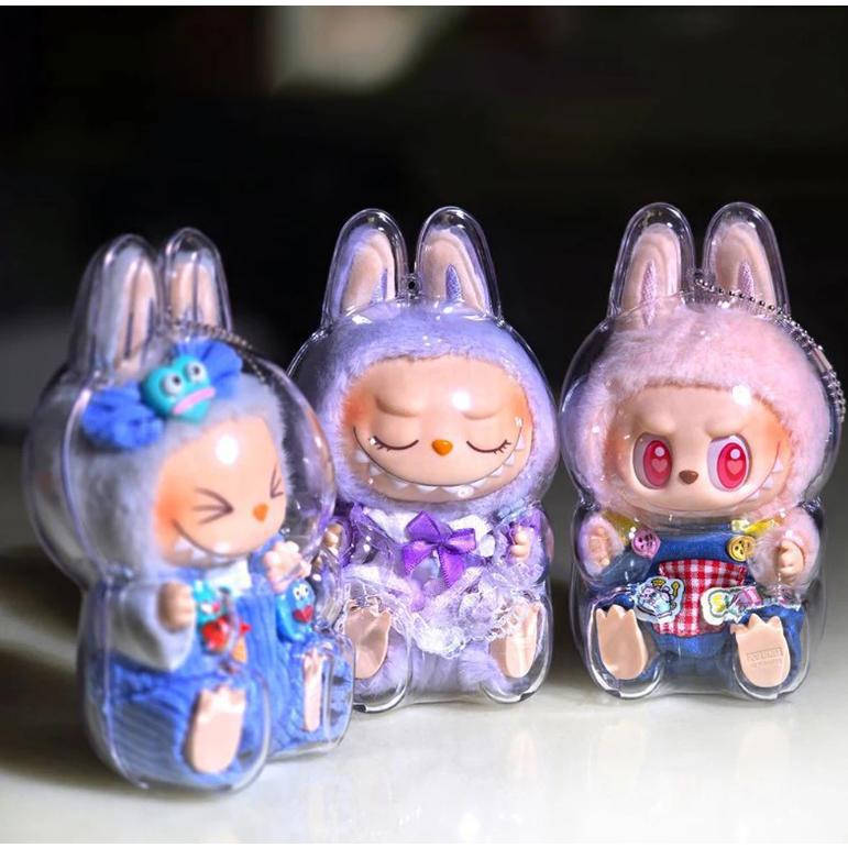 ラブブケース入りぬいぐるみ ラブブ ケース 透明 LABUBU ぬいぐるみ ホワイト 人形 クリア