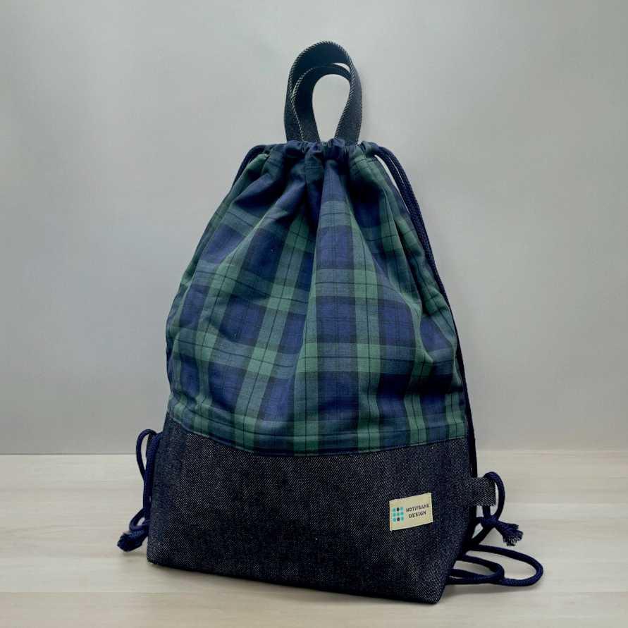 体操服入れ：ナップサック】 ハンドメイド 【ブラックウォッチ柄
