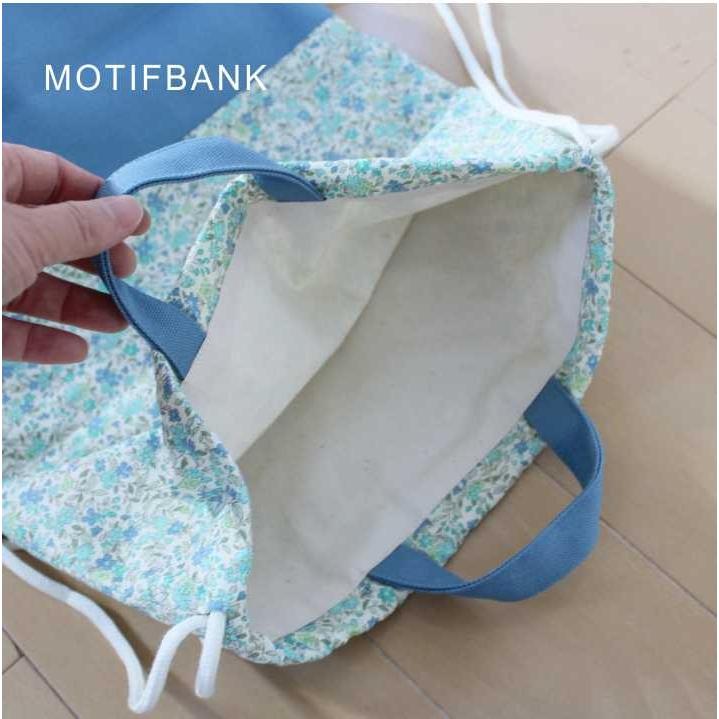 体操服入れ：ナップサック】 ハンドメイド 【ライトグリーン花柄X