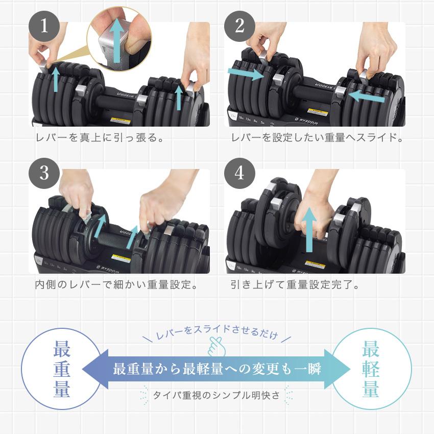 BYZOOM FITNESS 可変式ダンベル 25kg 1個 BYZOOM バイズーム 15段階
