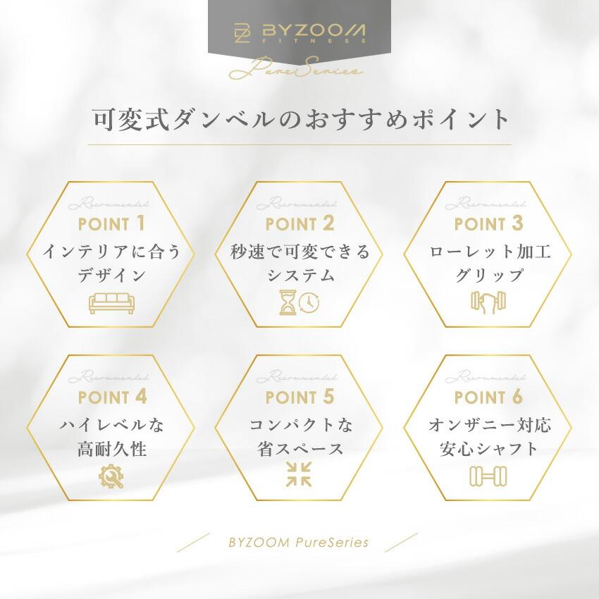 可変式ダンベル 5kg 2個 BYZOOM FITNESS ホワイト ブラック 5段階調整