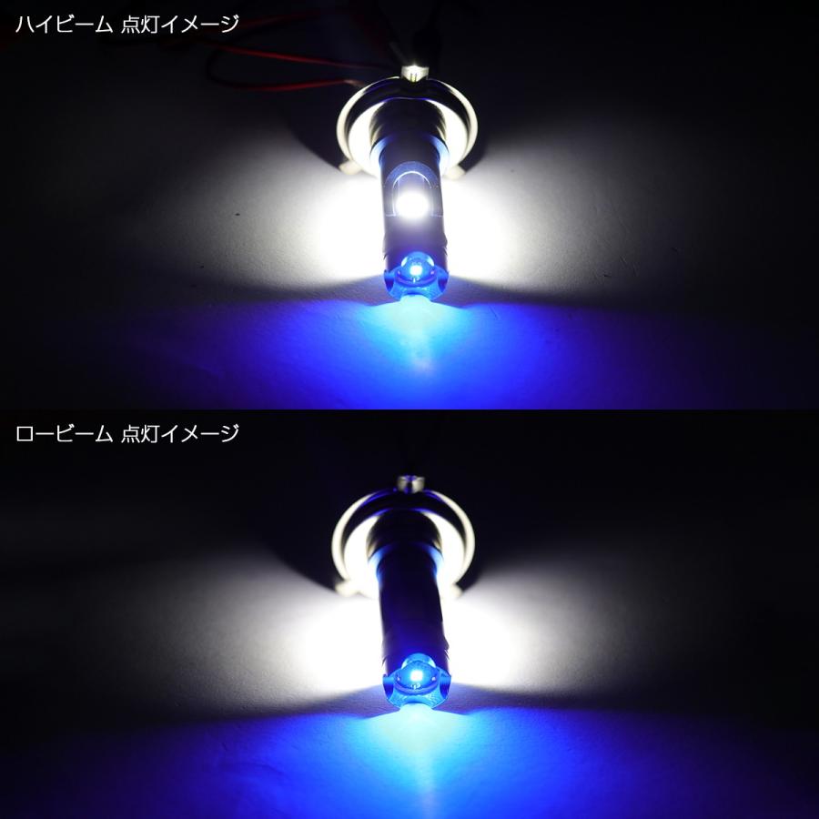 COB LED ヘッドライト H4 Hi Lo ホワイト発光 6500K 12V ブルーポジション搭載 LEDバルブ H-56｜moto-eale｜04