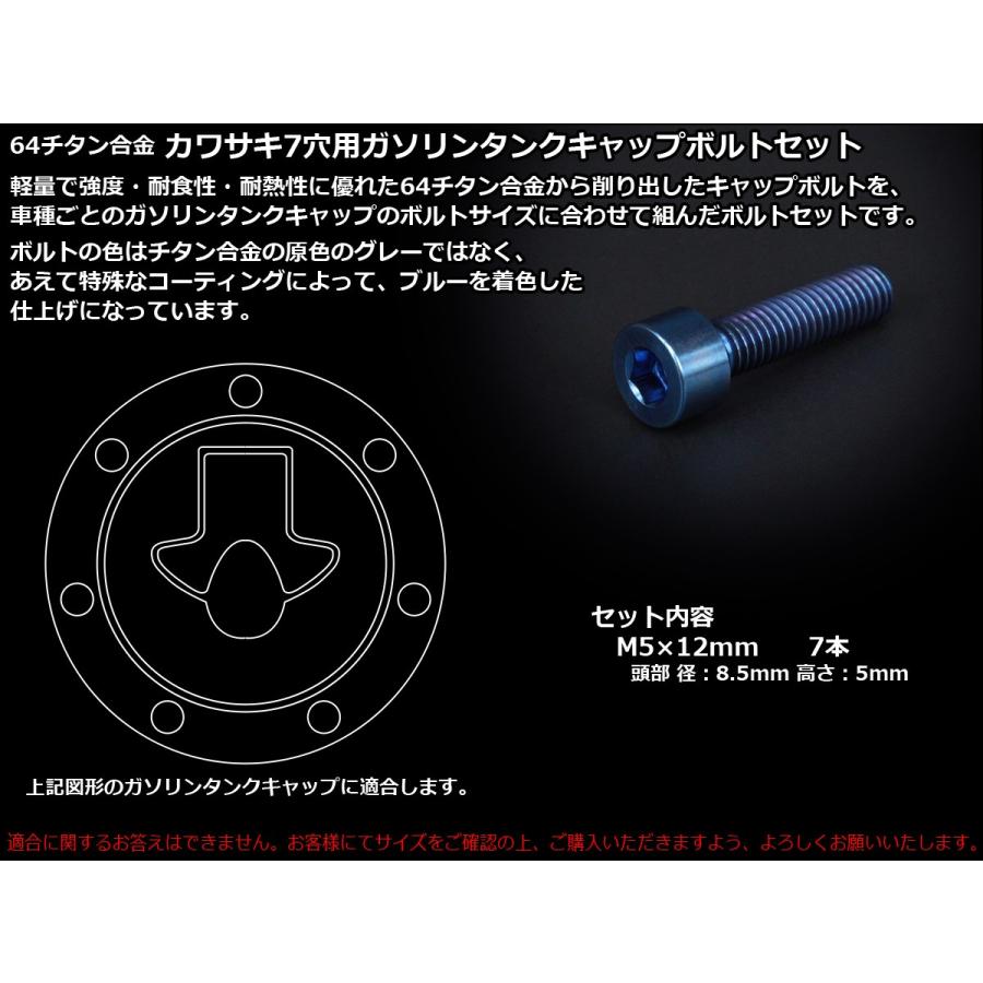 カワサキ（Kawasaki） チタン製 フューエルタンクボルト 7本セット