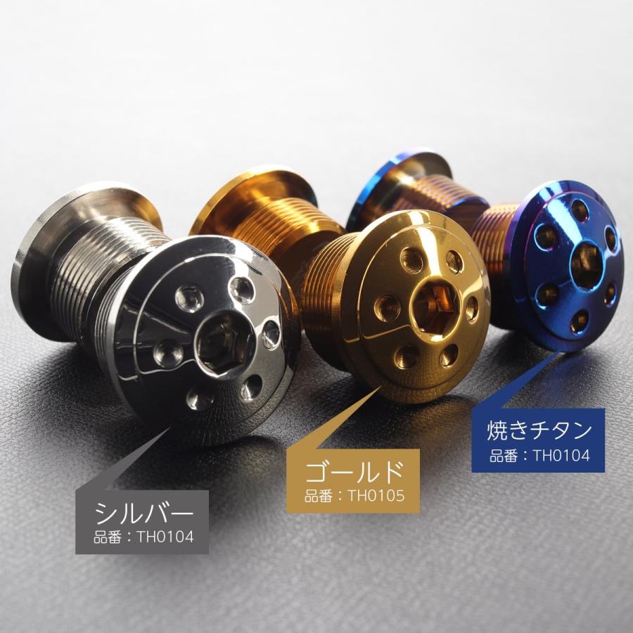 Fフォーク フロントフォーク トップキャップボルト M20×10mm P1.0 ホールヘッド ステンレス 汎用 ゴールド 2個セット TH0105 | ブランド登録なし | 04