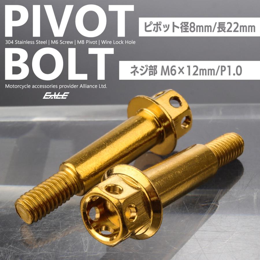 ピボットボルト M6 P1.0 ピボット径8mm バイクレバー 取付用