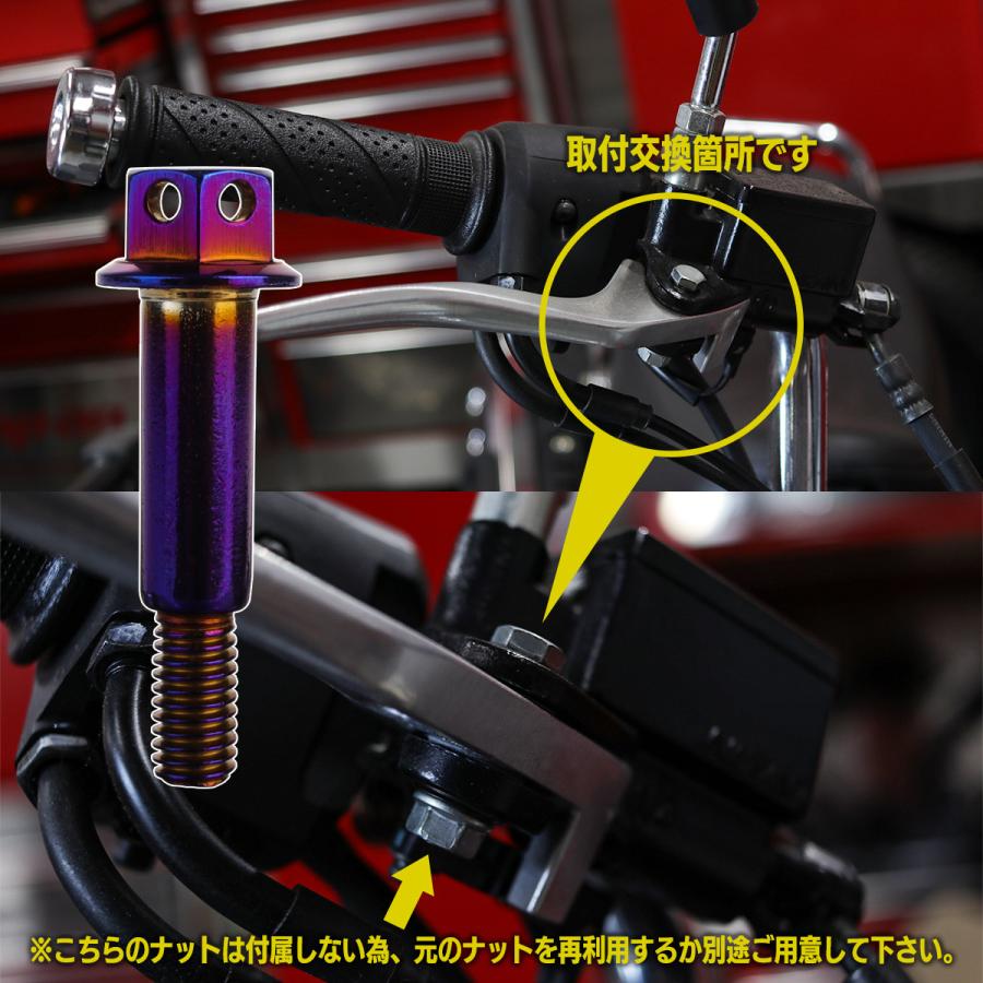 ピボットボルト M6 P1.0 ピボット径8mm バイクレバー 取付用 ステンレス ワイヤーロック穴 焼チタン色 ブルー系 2本セット TH0543 | ブランド登録なし | 03