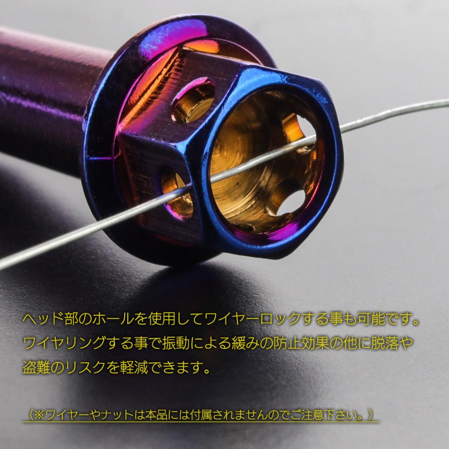 ピボットボルト M6 P1.0 ピボット径8mm バイクレバー 取付用 ステンレス ワイヤーロック穴 焼チタン色 ブルー系 2本セット TH0543 | ブランド登録なし | 04