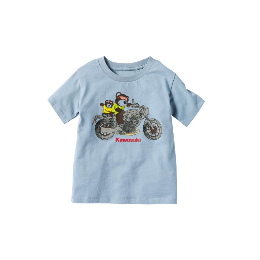 カワサキ KAWASAKI タンデムスターベアーTシャツ(kids)ブルー カワサキ KAWASAKI タンデムスターベアーTシャツ(kids)ブルー