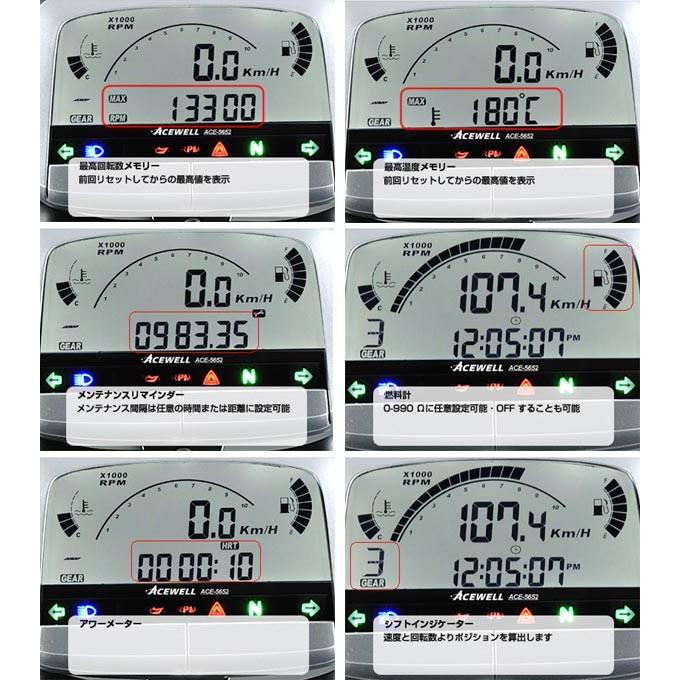 ACEWELL 多機能デジタルメーター ブラック（ACE-5652タイプ） ACE