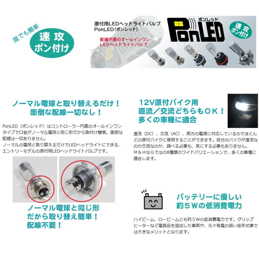 M＆H PonLED（ポンレッド）PH9型 LEDヘッドライトバルブ PL013