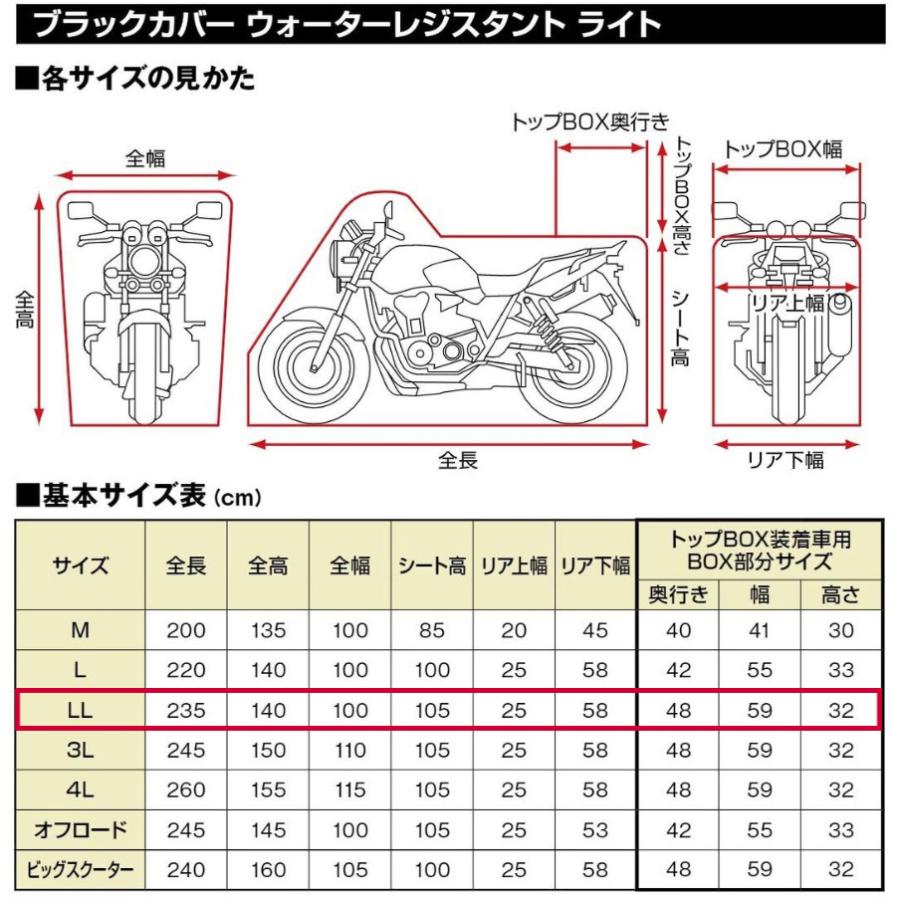 DAYTONA ブラックカバー ウォーターレジスタント ライト トップBOX装着車用（LL） 97949の画像