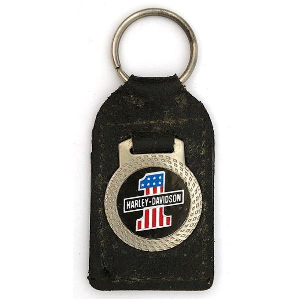 ハーレー・ダビッドソン ナンバーワン レザー キーホルダー Harley Davidson #1 Leather Key Chain バイカー HARLEY-DAVIDSON AMF Biker No1 No,1｜moto-music