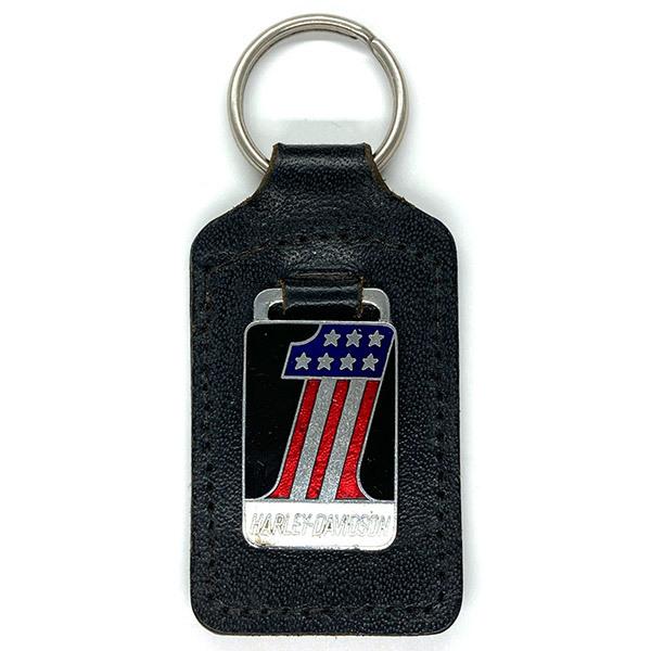 ハーレー・ダビッドソン ナンバーワン レザー キーホルダー Harley Davidson #1 Leather Key Chain バイカー HARLEY-DAVIDSON AMF No1 No,1｜moto-music