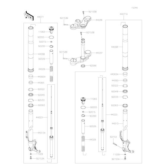 在庫有り 当日発送 Kawasaki 純正 Z900RS SE(22) フロントフォーク ダンパーアッシー ゴールド 左右セット 44071-1516(LH) / 44071-1517(RH) カワサキ｜moto-occ｜03